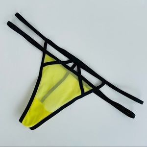 Yellow Mesh G-String with Black Detailing
